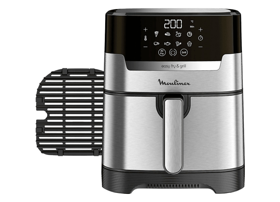 REACONDICIONADO Seminuevo Bueno Freidora de aire – MoulinexEasy Fry & Grill EZ505D10, 2 En 1, 1400 W, 4.2 l, De 80 °C a 200 °C, Temporizador