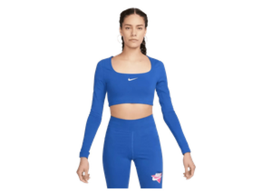 Nike Dance Crop Top manga larga – Top deportivo mujer azul Game Roya