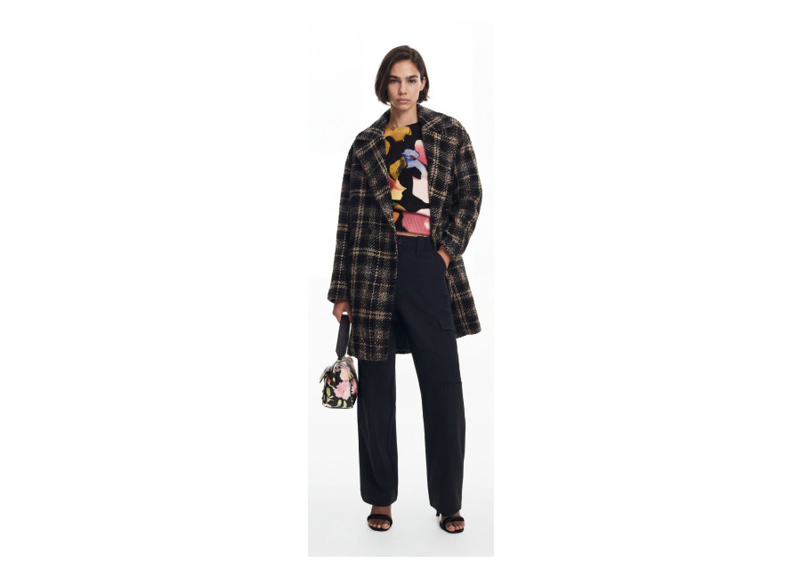 Desigual, Abrigo corto cuadros, Negro