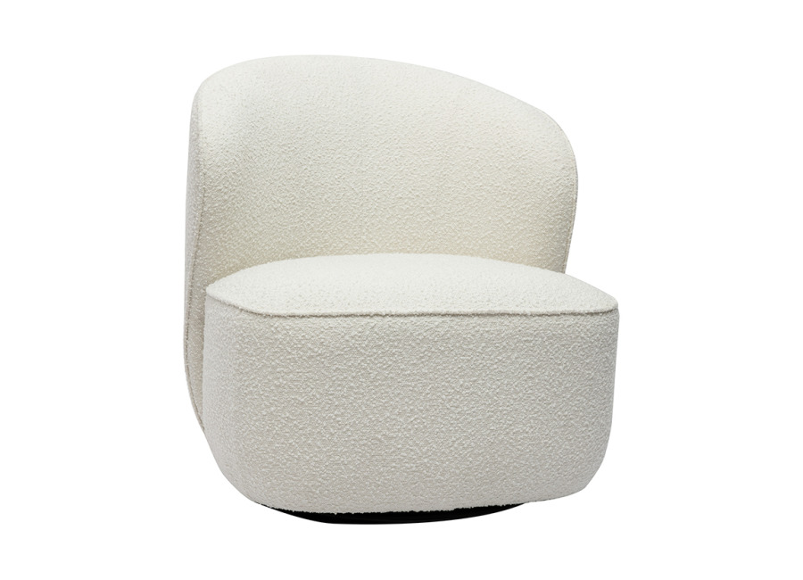 Miliboo Sillón moderno giratorio de borreguillo blanco AMBER