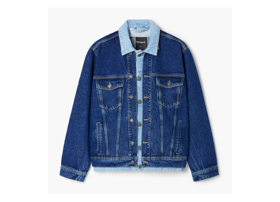 Desigual, Chaqueta denim patchwork, Hombre, Algodon, Azu