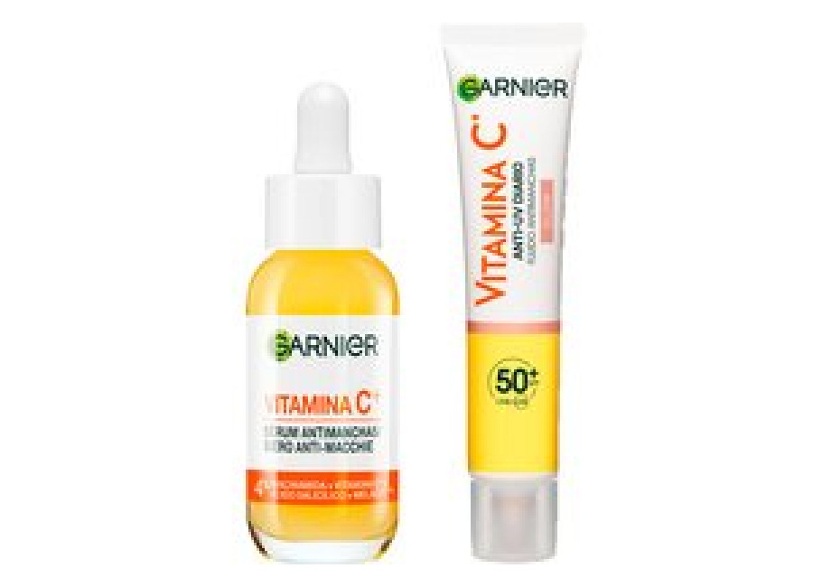 GARNIER | PACK Sérum Anti Manchas con Vitamina C, Niacinamida y Ácido salicílico. Reduce un 43% la intensidad de las manchas oscuras 30ml + Garnier Vitamina C Fluido Antimanchas Anti-UV Diario Efecto Glow FPS50+, 40 ml