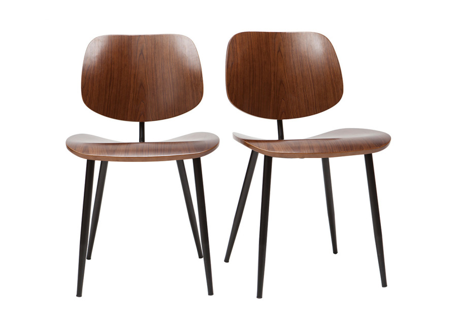 Miliboo Sillas en madera oscura y metal negro (lote de 2) TOBIA