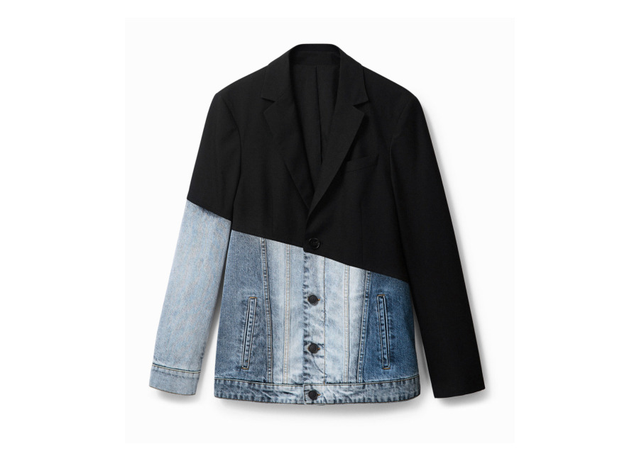 desigual, blazer vaquera bimateria, hombre, negro
