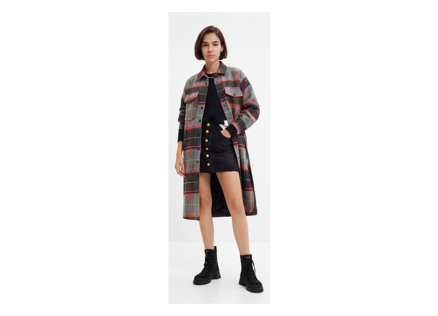 Desigual, Abrigo sobrecamisa tartán, Negro