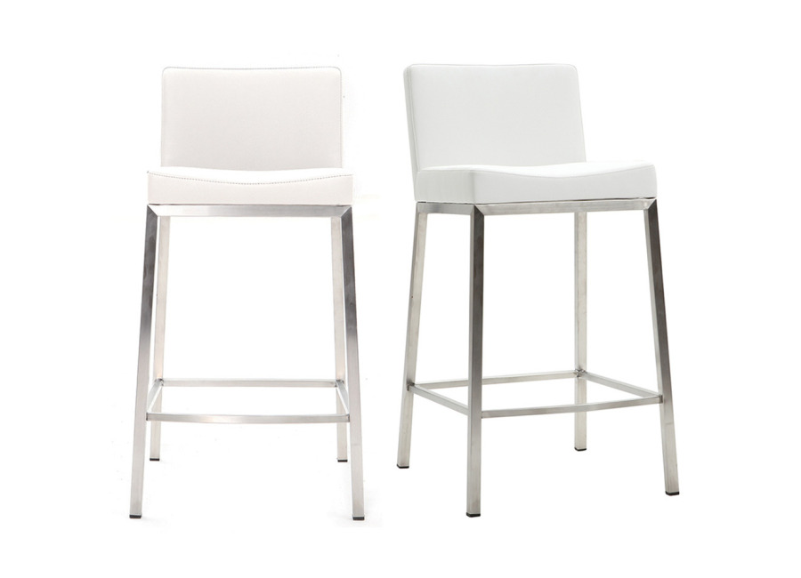 Miliboo Taburete diseño 66cm blanco lote de 2 EPSILON