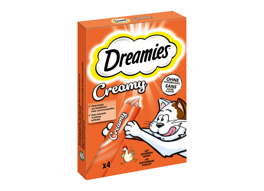 Dreamies Creamy Snacks – Pollo (44 x 10 g) – Pack Ahorro