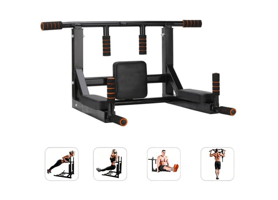 Barra de dominadas con múltiples agarres, apta para pared, 3 en 1, multifuncional, soporta 200 kg,…