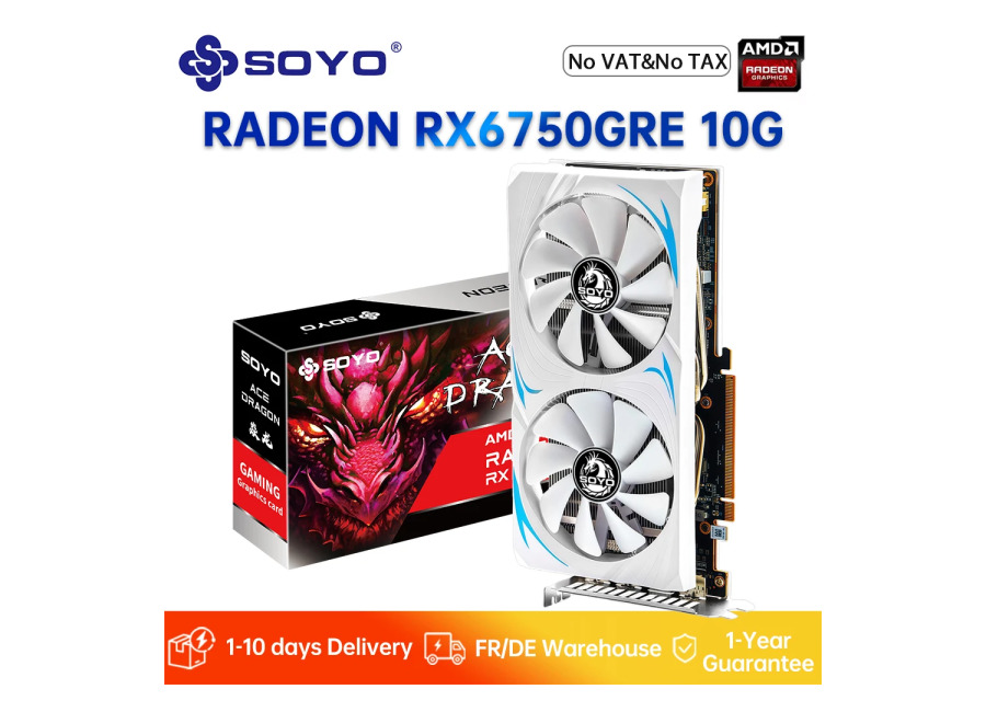 Tarjeta gráfica SOYO AMD Radeon RX6750GRE 10G, memoria GDDR6, tarjeta GPU DP compatible con HDMI de…