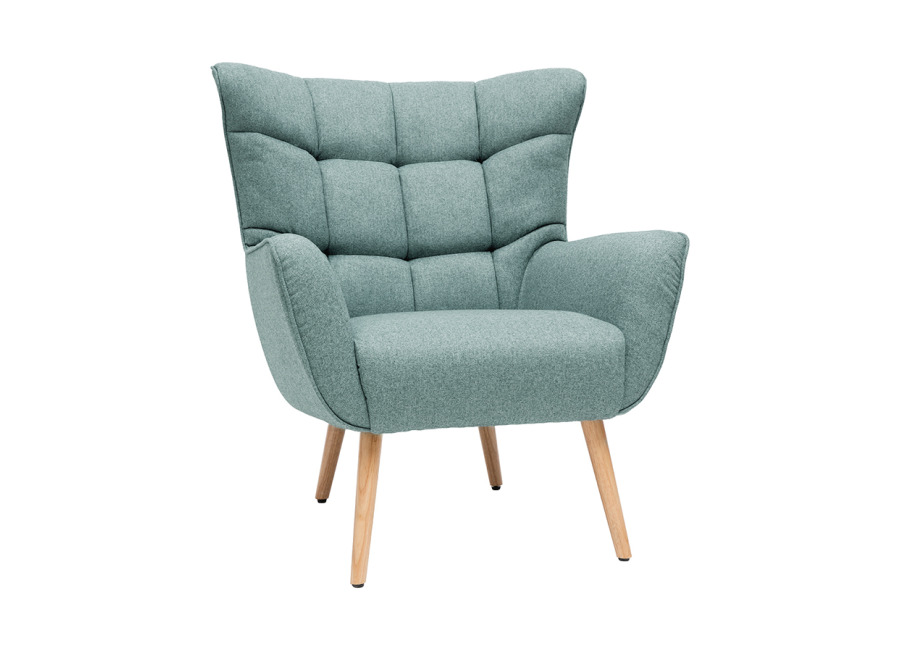 Miliboo Sillón nórdico en tejido verde y madera AVERY