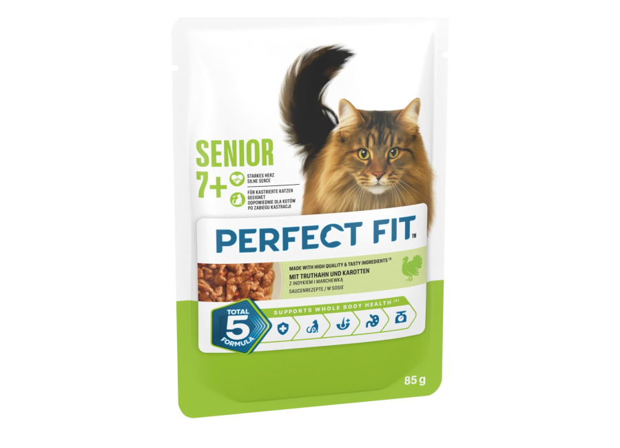 Perfect Fit Senior en bolsitas – Pavo y zanahorias – 48 x 85 g