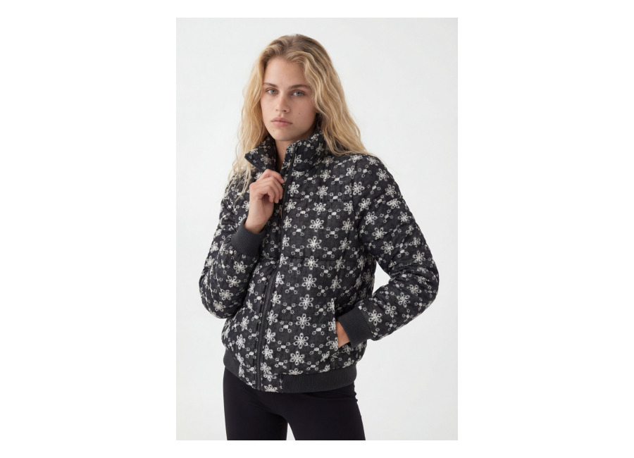 Desigual, Chaqueta padded con encaje, Negro