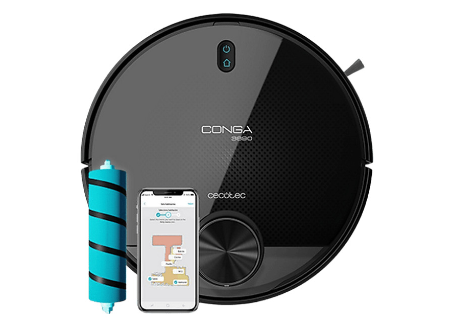 REACONDICIONADO Seminuevo Muy bueno Robot aspirador – Cecotec Conga 3890 Titanium, 2300 Pa, 10 Modos de limpieza, Wi-Fi, 150 min, 64 dB, Negro