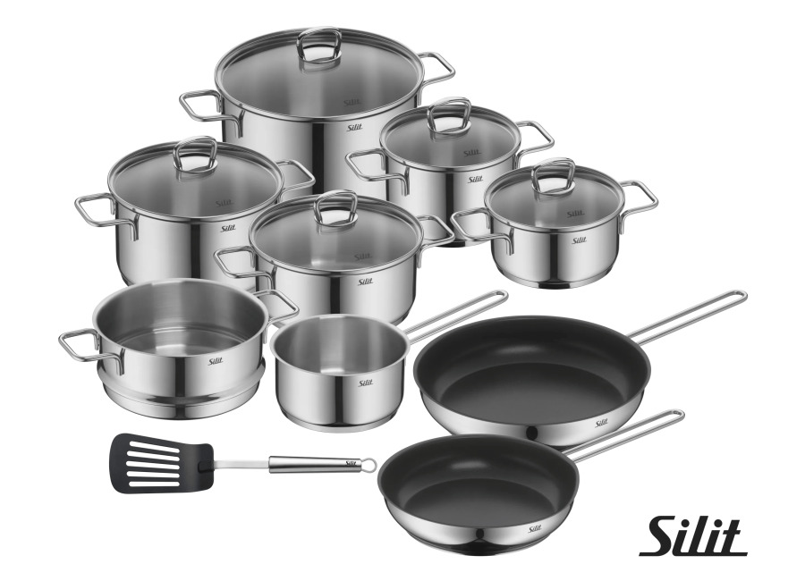 Batería de Cocina Alicante de 10 Piezas, Tapas de Vidrio, Acero Inoxidable
