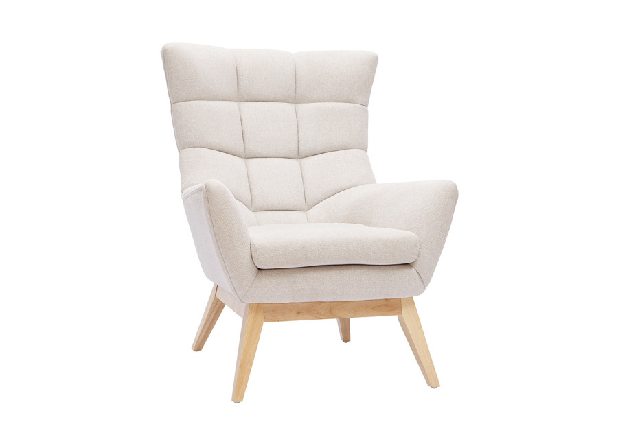 Miliboo Sillón nórdico efecto aterciopelado natural con patas de madera BRODY