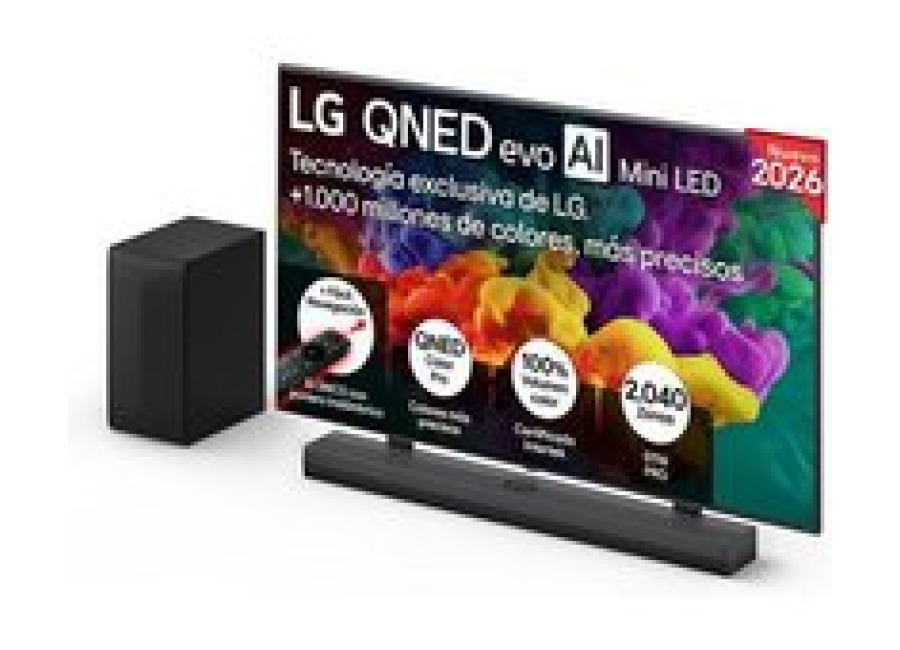 Pack Smart TV LG QNED evo MiniLED AI QNED85 75 pulgadas 4K 2026 + Barra de Sonido S70TY + Soporte – 75QNED85B6A.SET