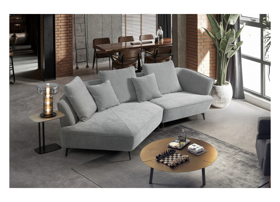 KAWOLA Sofá GARBO Sofá de diseño tela gris