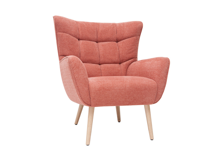 Miliboo Sillón nórdico efecto terciopelo terracota y madera AVERY