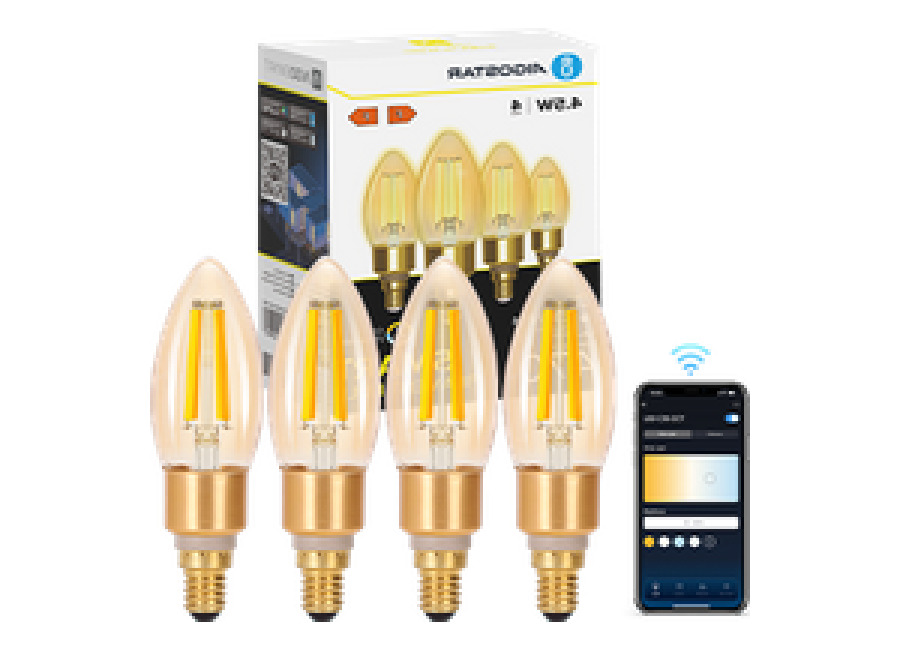 Aigostar Edison Bombillas Alexa LED E14 Bombillas Inteligentes 4.5W 470LM WIFI Bombilla Vintage C35 Bombi