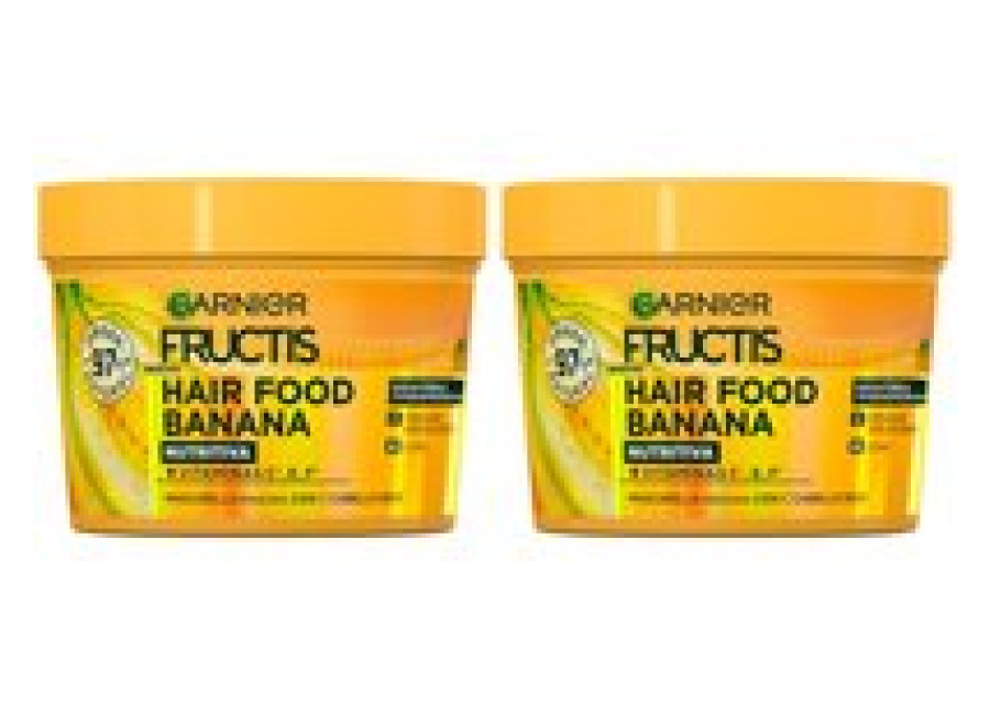 GARNIER Fructis Hair Food Banana Sets Champu, Acondicionador o Mascarilla 3 en 1 Nutritiva para Cabello Seco.