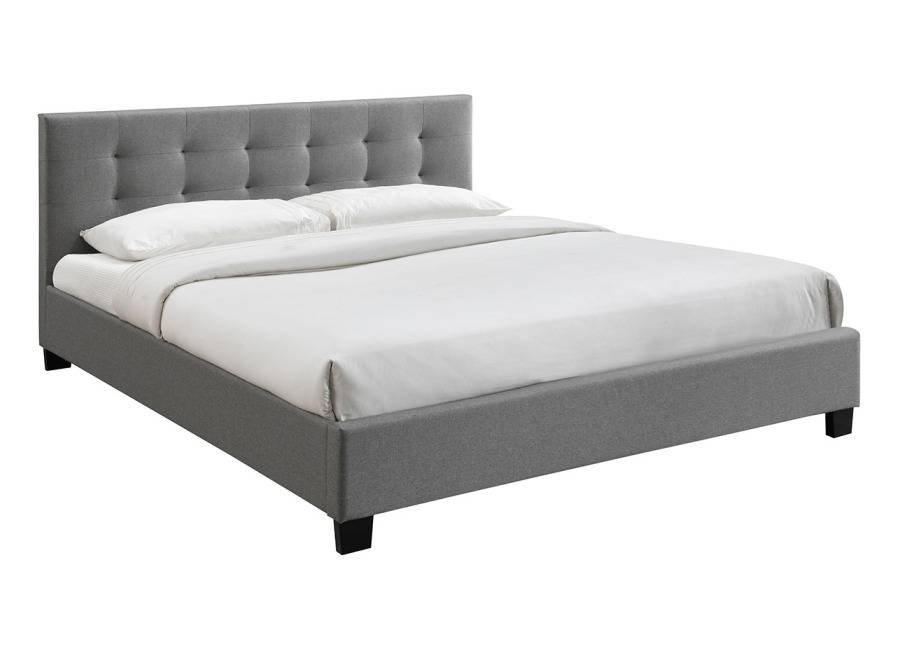 Miliboo Cama 180 x 200 tela gris acolchada MARQUISE