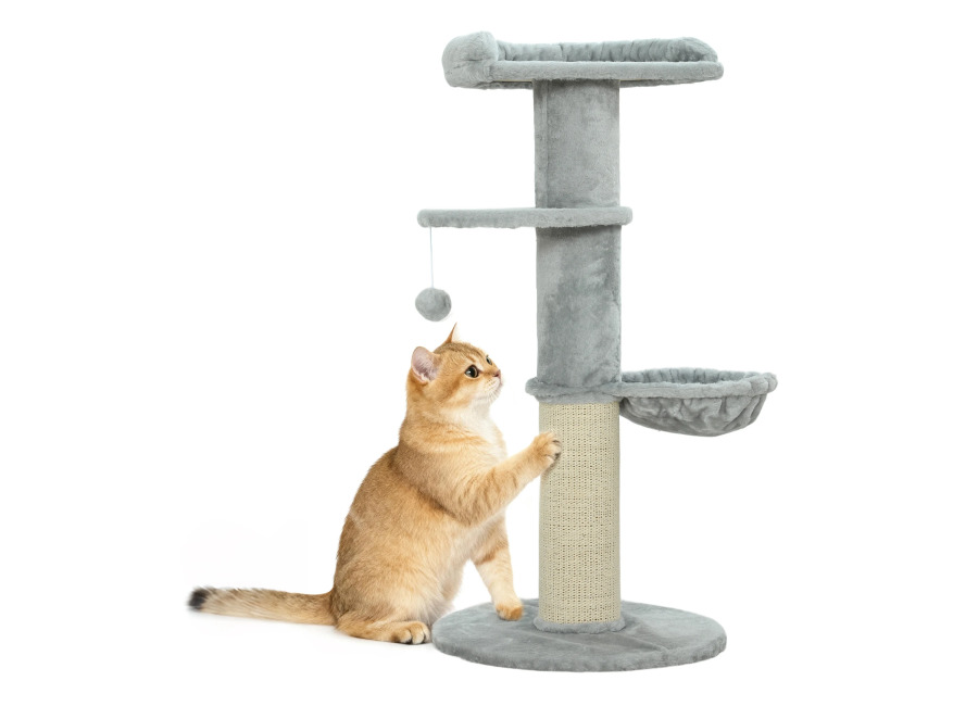 PawHut Árbol Rascador para Gatos 103,5 cm con Cama Hamaca Plataforma Poste de Sisal Grueso Bola…