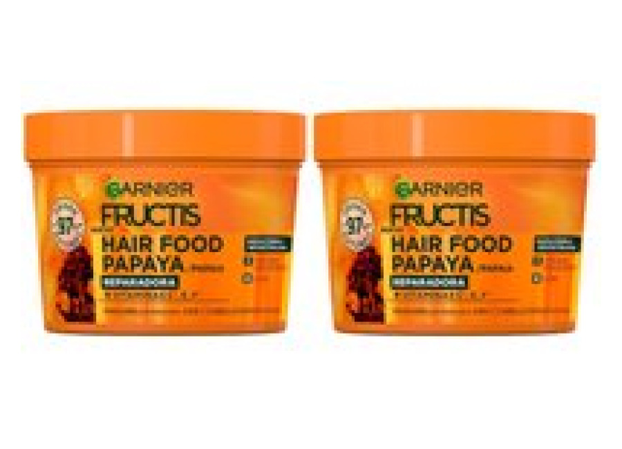GARNIER Fructis Hair Food Papaya Sets de Champú, Acondicionador o Mascarilla 3 en 1 para Cabello Dañado