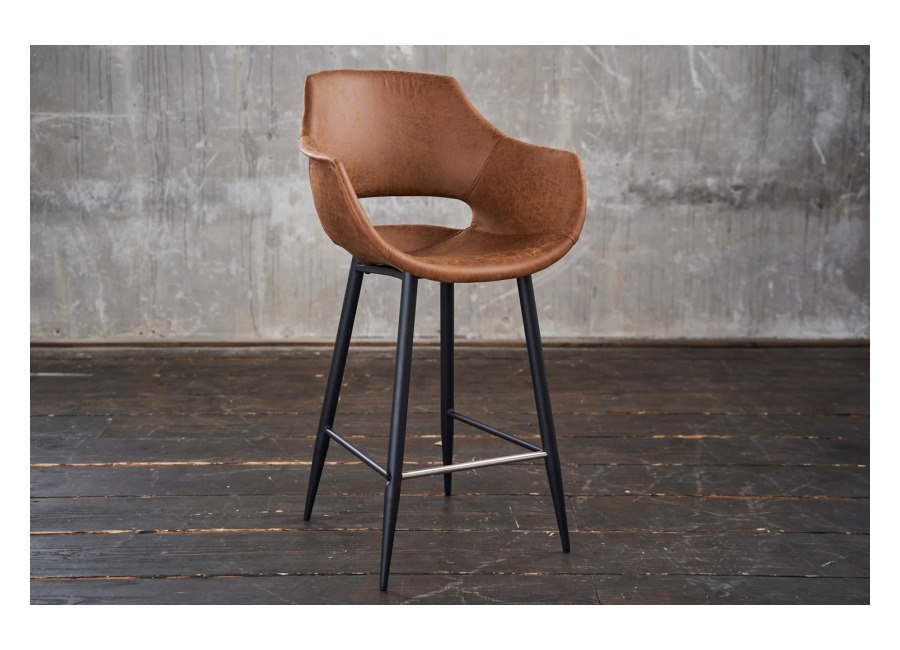 KAWOLA taburete de bar ZAJA taburete de bar altura del asiento 76 cm microfibra coñac