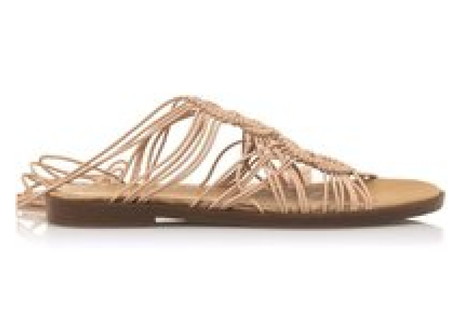 Sandalias planas Mustang beige de crochet atadas al tobillo maria