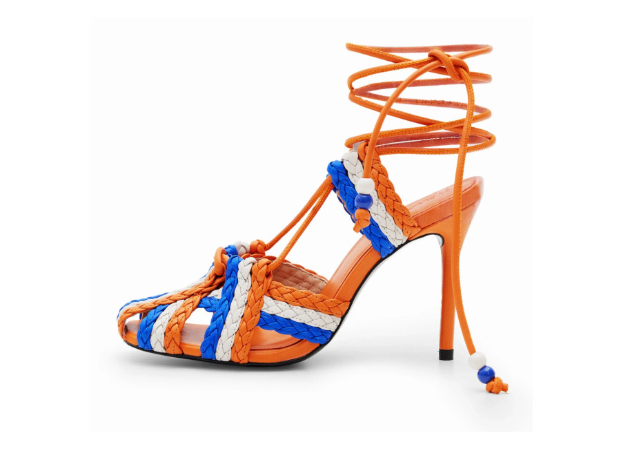 Desigual, Sandalia de tacón Stella Jean, Lamb Leather, Naranja