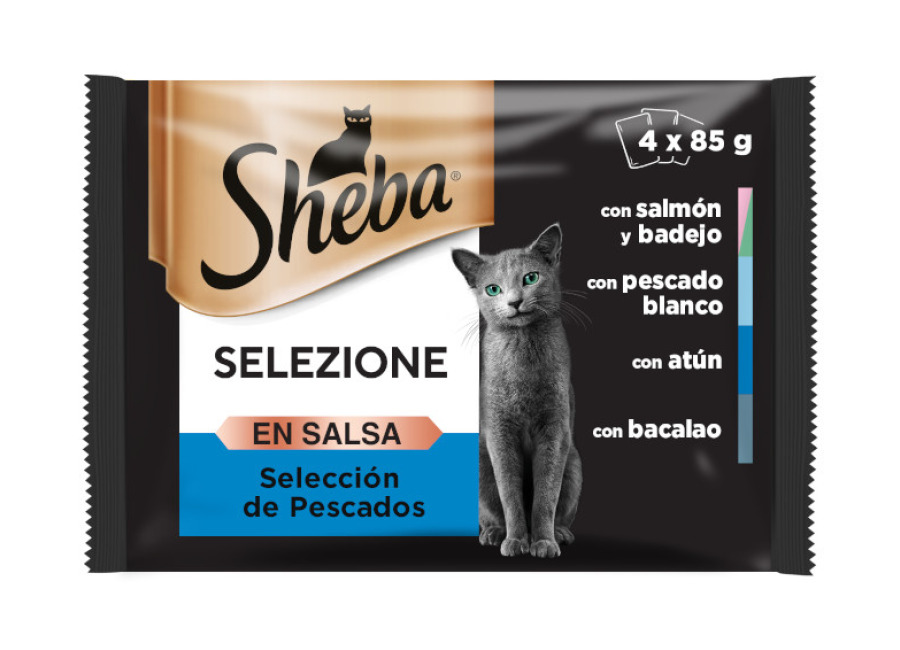 96 sobres x 85 g Sheba Selezione Pescados Salsa en Bolsita para Gatos ¡Pack ahorro!