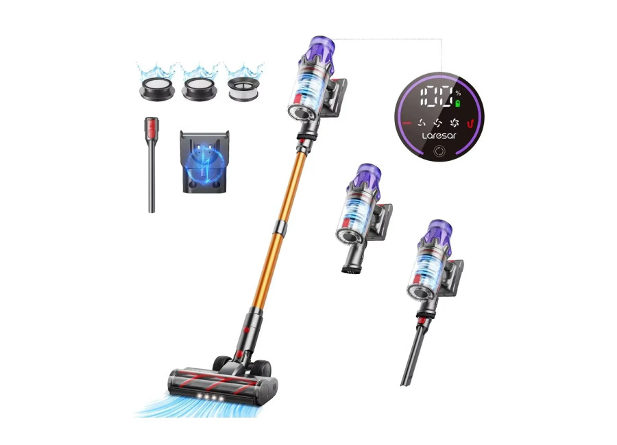 Aspiradora Inalámbrica Laresar V7 500W con 50000Pa de Potencia de Succión, Electrodoméstico Inteligente para el Hogar,…