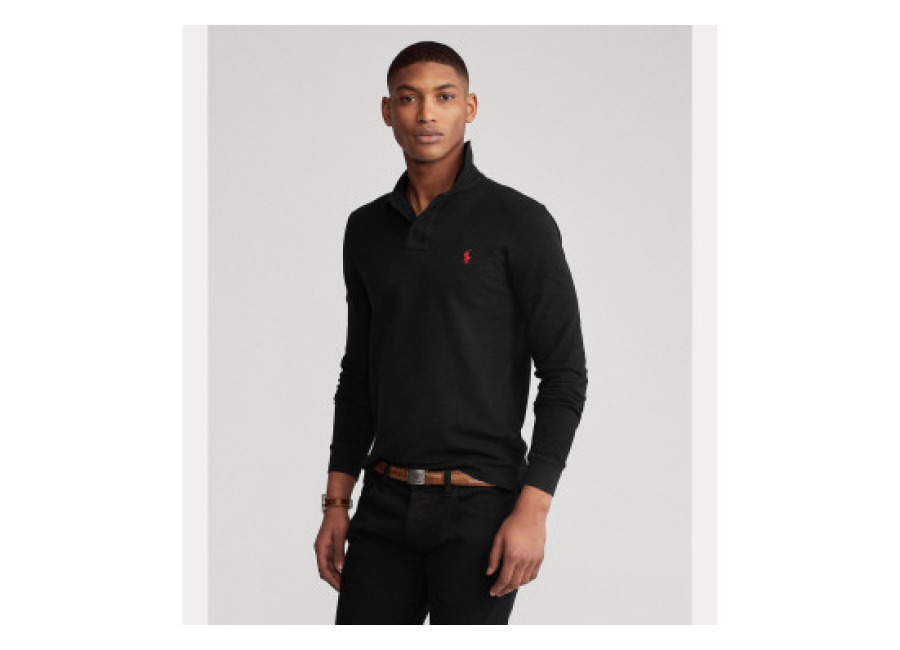 Polo Ralph Lauren para hombre. 710681126037 Polo de piqué Slim Fit negro (XXL), Casual, Algodón, Manga larga