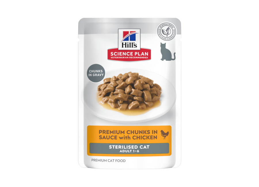 48 sobres x 85 g Hill’s Science Plan Sterilized Young Adult Pollo sobre para gatos ¡Pack ahorro!