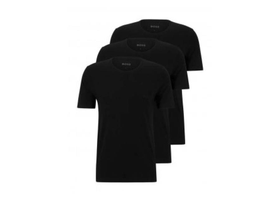 BOSS para hombre. 50475284 Pack 3 Camisetas RN Clásico negro (S), Homewear, Algodón, Manga corta