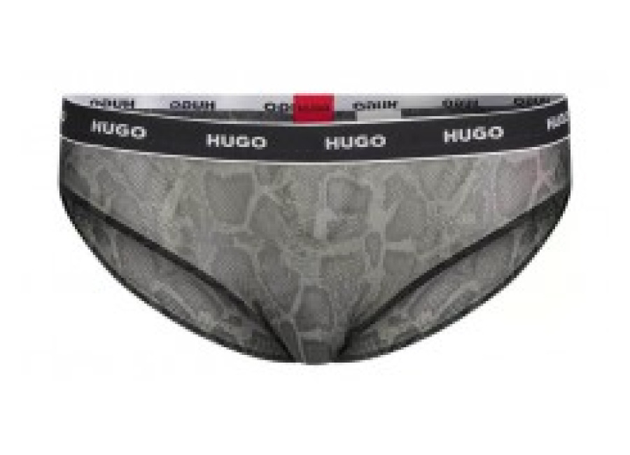 HUGO para mujer. 50481057 Braguitas de malla con estampado de serpiente verde grisaceo (XS), Homewear, Poliamida