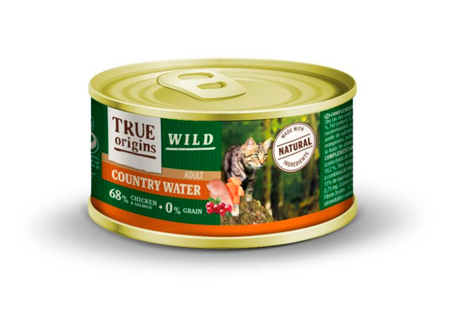 48 latas x 100 g True Origins Wild Adult Country Water Pollo y Salmón lata para gatos ¡Pack Ahorro!