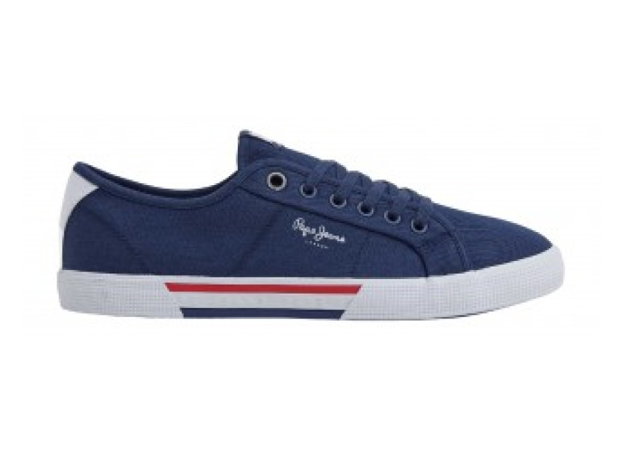 Pepe Jeans para hombre. PMS30816 Zapatillas Básicas Brady marino (44), Tela, Plano, Cordones, Casual, Sostenible