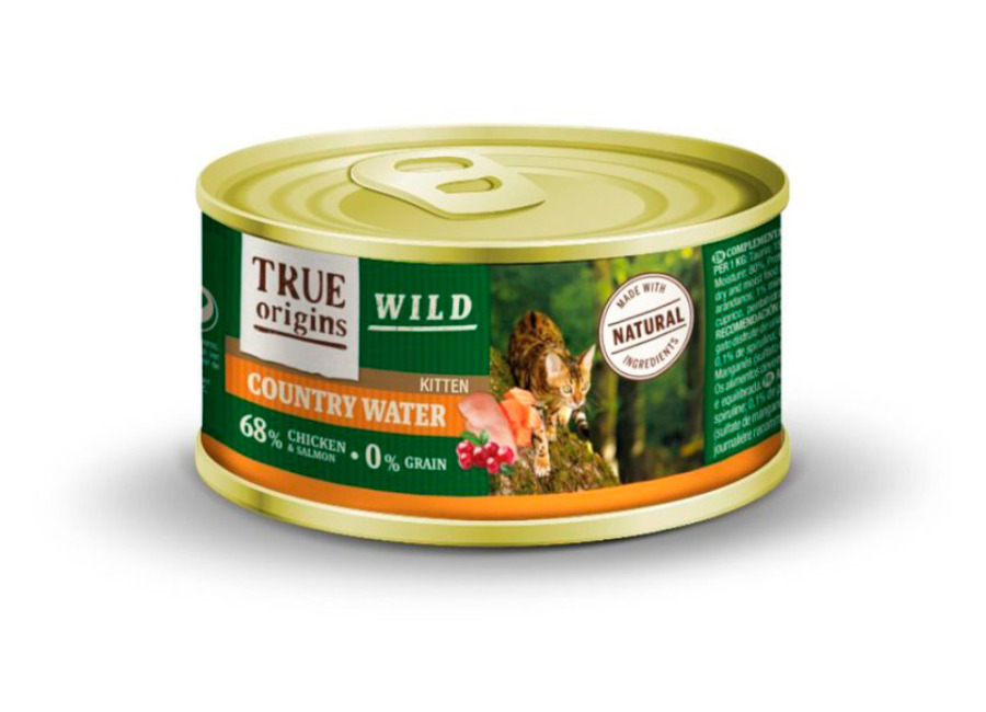 48 latas x 100 g True Origins Wild Kitten Country Water Pollo y Salmón lata ¡Pack Ahorro!