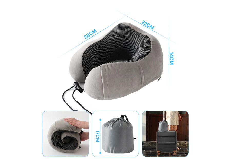 Almohada ergonómica de espuma viscoelástica Good Nite para el cuello, ajustable y lavable, para viajes en…