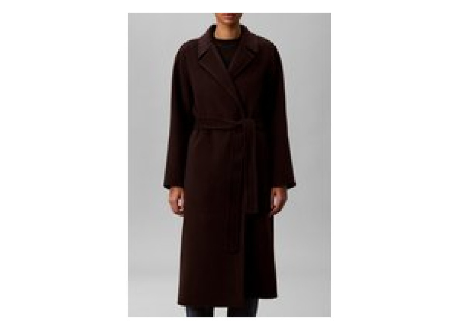Calvin Klein Classic Double-face Wool Wrap Coat Dark Brown | Abrigos con Cierre de Botón Outlet | Mujer | Marrón