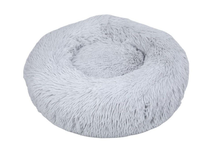 Leeby Cama Redonda Antiestrés de Pelo Gris para gatos