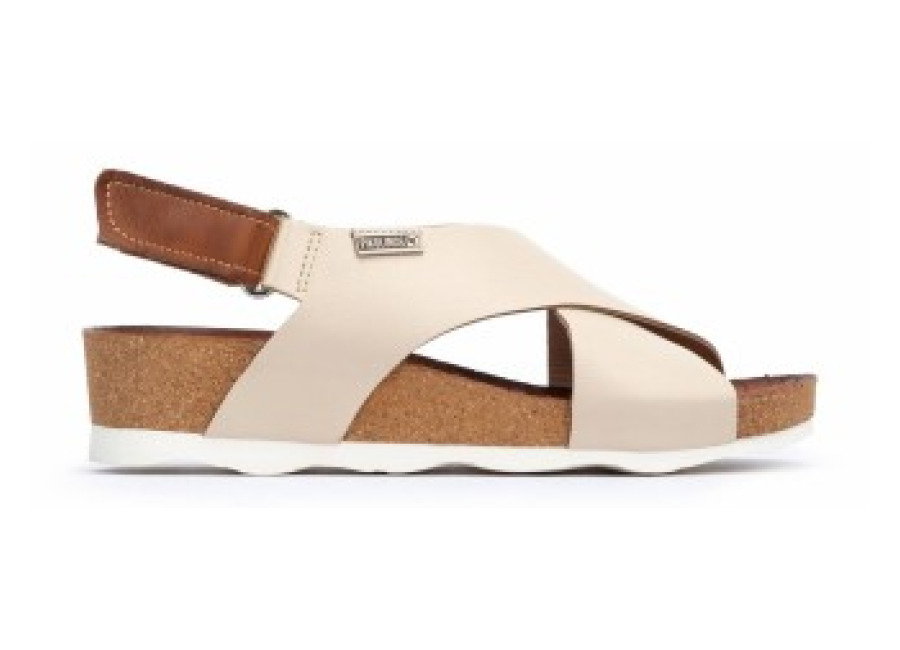 Pikolinos para mujer. W9E-0912 Sandalias de piel Mahon beige (40), 3 a 5cm, Velcro, Casual