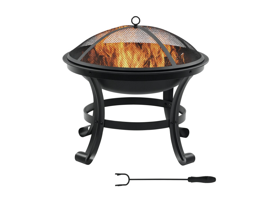Outsunny Brasero Exterior de Acero con Protector de Chispas Ø55×50 cm Negro