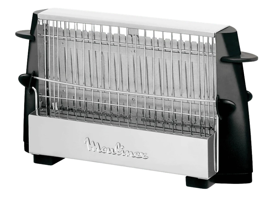 Tostadora – Moulinex A15453, Capacidad para hasta 4 rebanadas, Estructura de acero inoxidable, Todo tipo pan, Negro