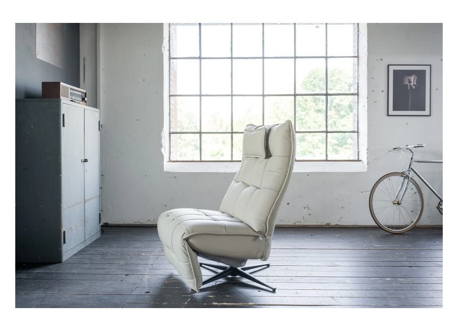 Silla reclinable KAWOLA MIKO giratoria piel gris