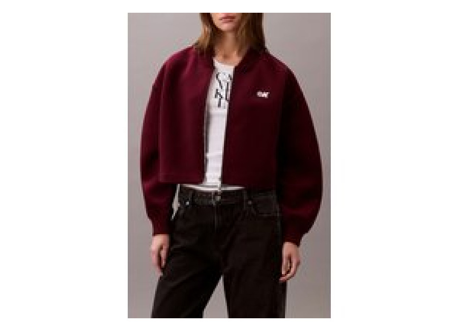 Calvin Klein Oversized Scuba Bomber Jacket Deep Rouge | Bombers Outlet | Mujer