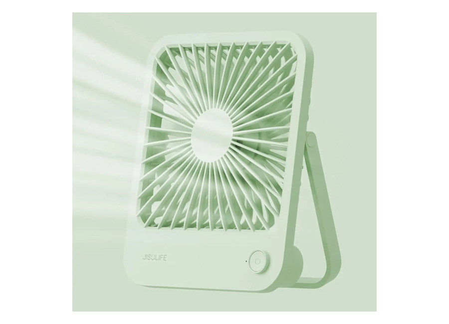 JISULIFE Ventilador de escritorio pequeño con pilas, 180 ° Ventilador portátil plegable, ultra silencioso ajustable de…
