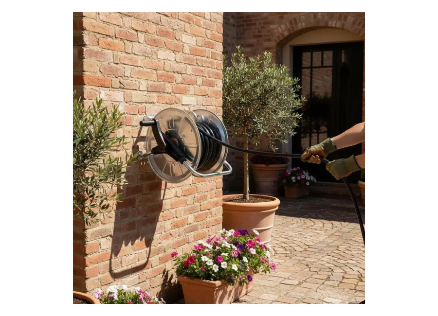 Soporte de Pared para Manguera de Riego 38,5×28,5x36cm para Jardín, Césped, Patio, Capacidad 50m 1/2″ 35m…