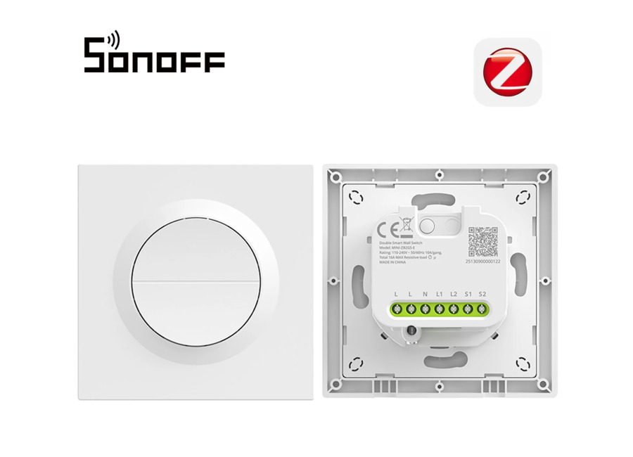 SONOFF Orb-ZBW2 Interruptor de Pared Inteligente Zigbee de 2 Canales MINI-ZB2GS-E, 16A de Carga Total, Amplificador…